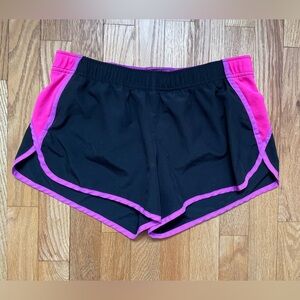 Xersion Semi Fit Lined Athletic Shorts: Pink & Black. Medium